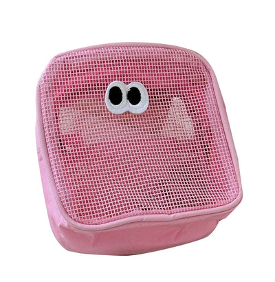 Cute Eye Mesh Cosmetic Bags- Pink