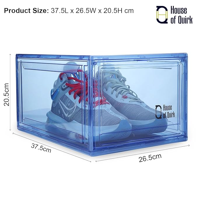 Shoe Organizer, Shoe Storage Boxes with Magnetic Door (Blue)