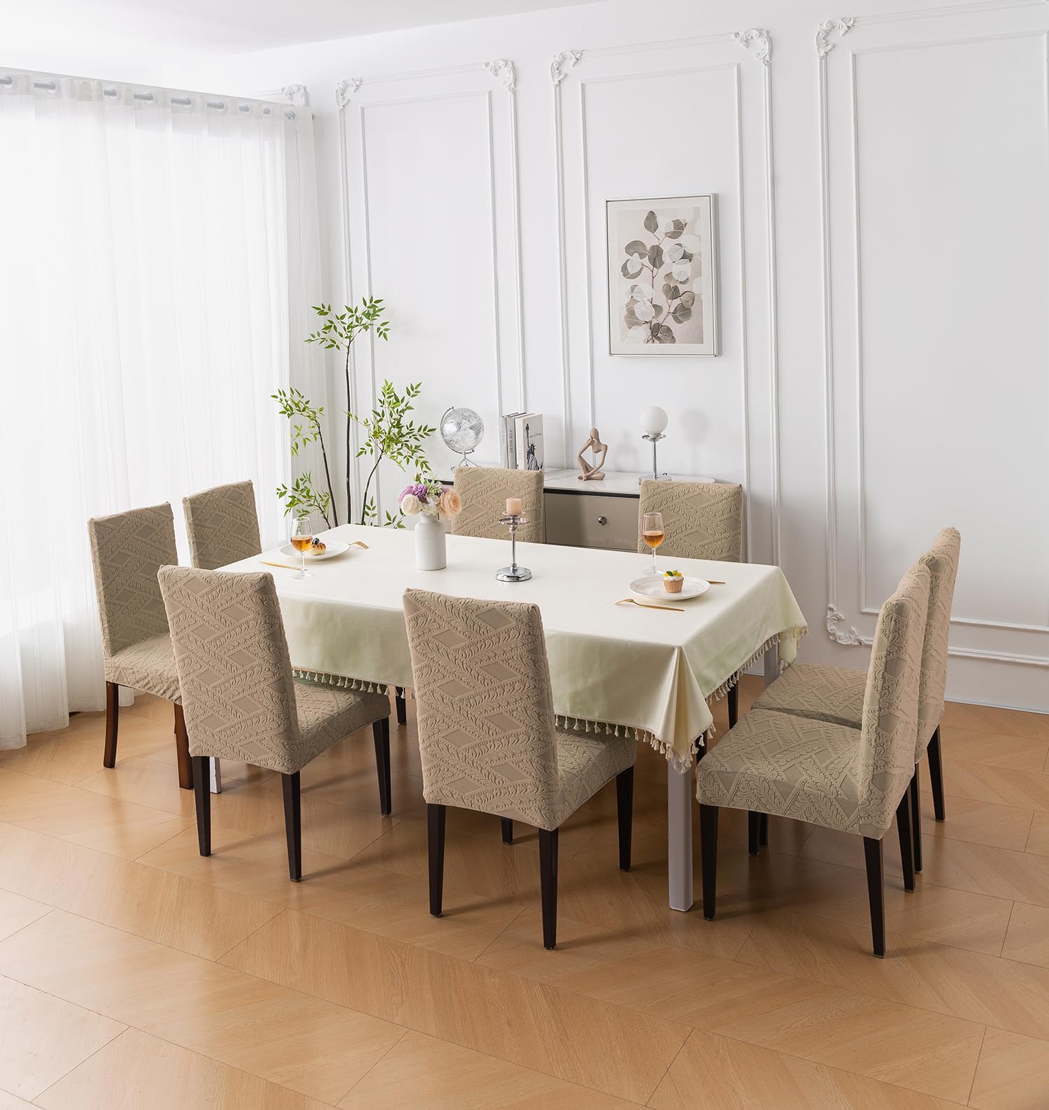 Stretchable Jacquard Chair Cover – 220 GSM- Khaki