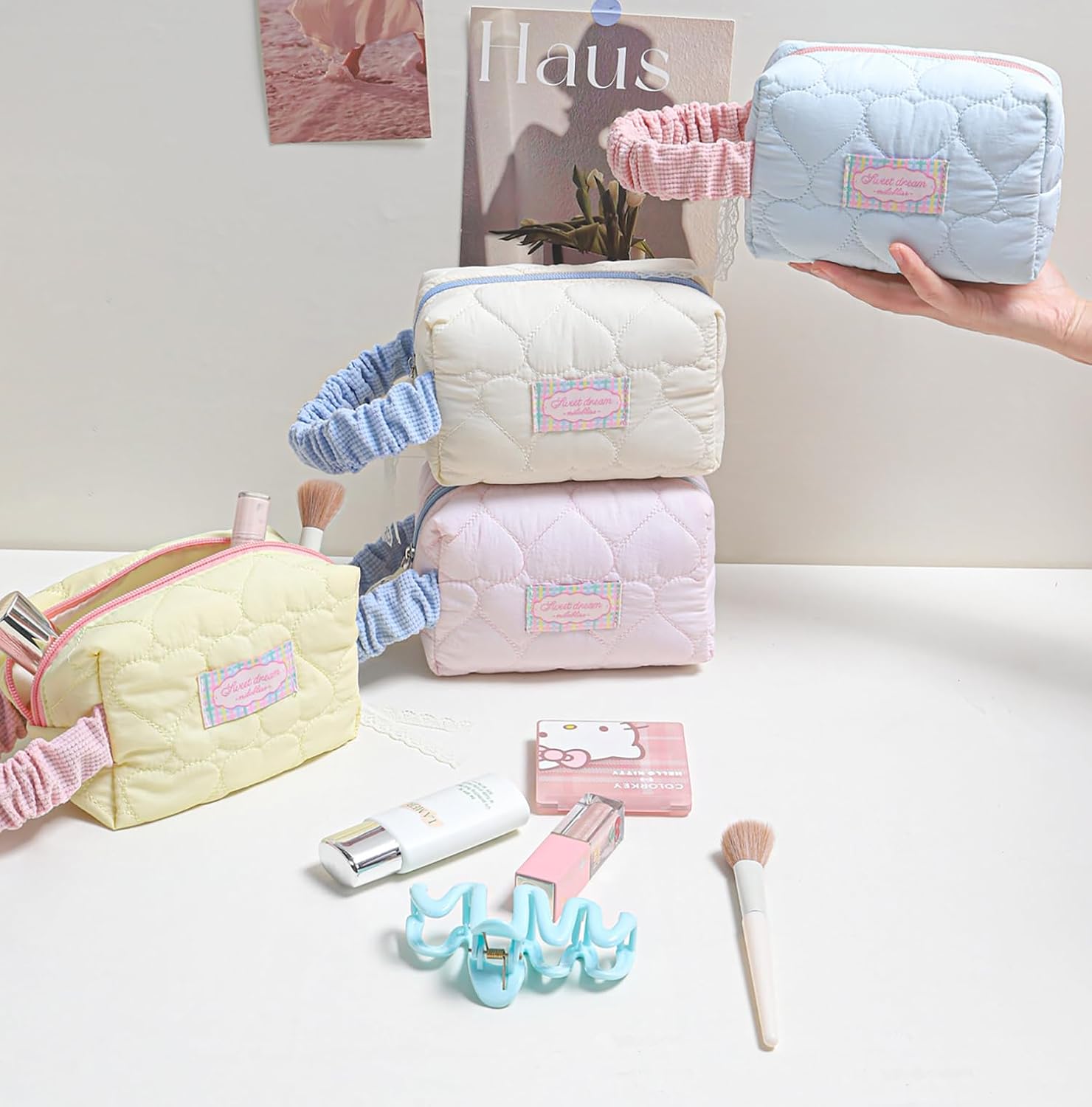 Korean Quilted Makeup Bag for Women