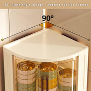 Foldable Triangular Storage Cabinet with Wheels (Cream)