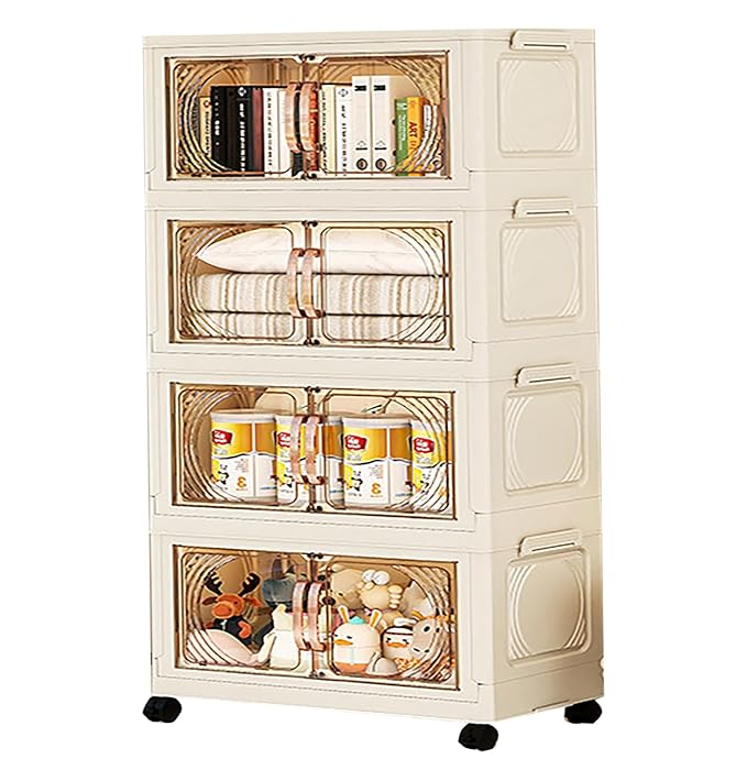 Storage Cabinet with Wheels, Rolling Organizer for Home ( 45CM, Cream)