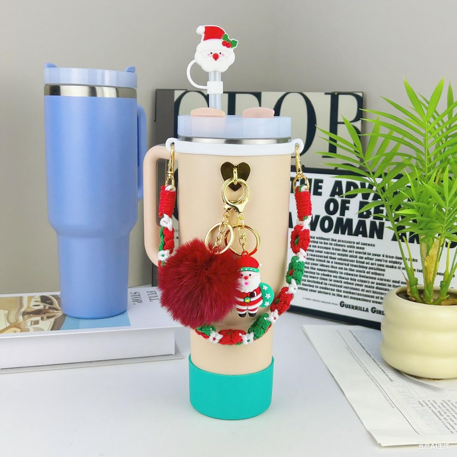 7 PCS Christmas Tumbler Accessories Set For 30oz & 40oz Cups (Santa, Tumbler Not Included)
