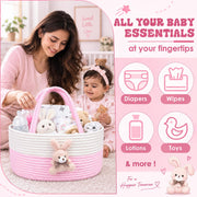 Baby Diaper Caddy Organizer Cotton Rope Basket