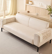 Leaf Pattern Chenille Fabric Sofa Cover Set – 3-Piece (2 Armrest Covers 50x70cm + 1 Seat Cover) Beige