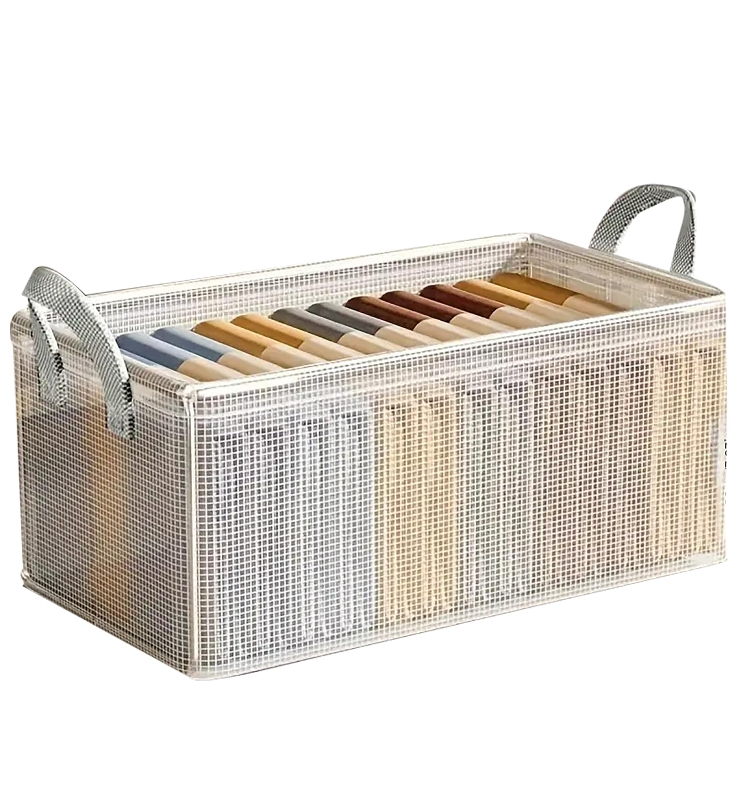 Durable Linen Closet Organizers and Foldable Storage Baskets (Transparent)