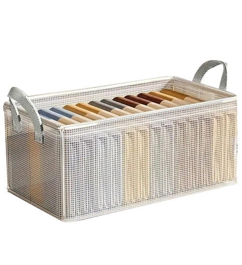 Durable Linen Closet Organizers and Foldable Storage Baskets (Transparent)