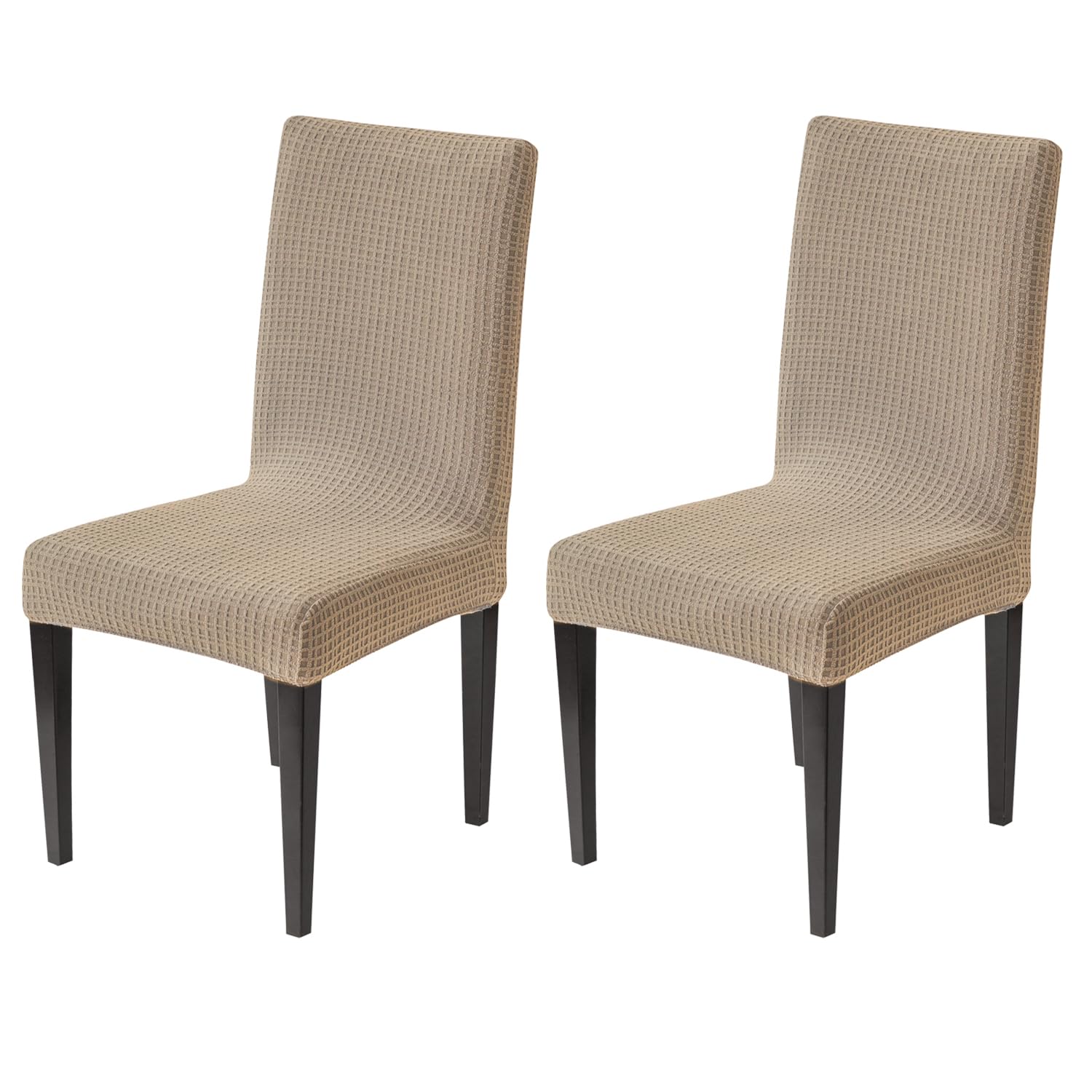 Decorative Dining Chair Cover – 220 GSM Stretch Jacquard Fabric (Khaki)