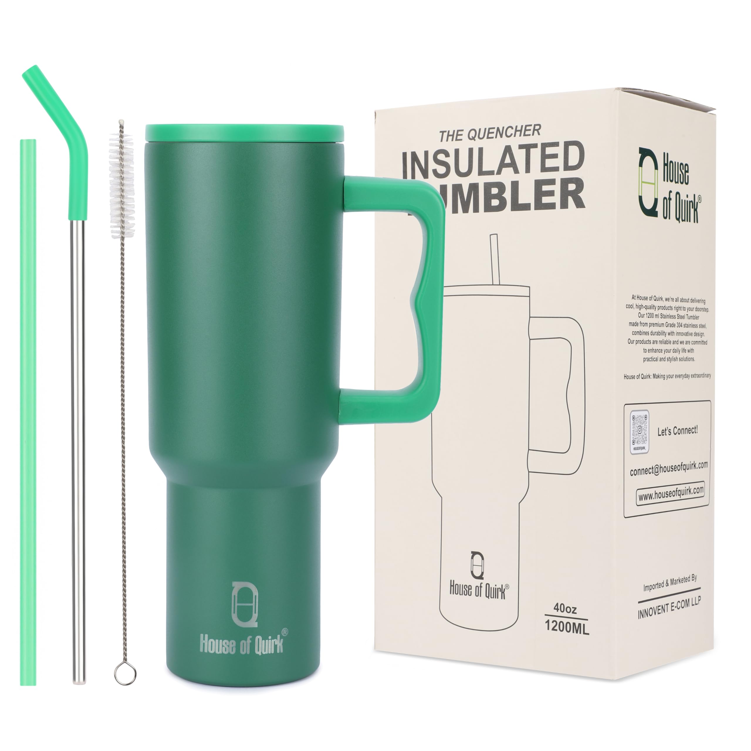 Stainless Steel Vacuum Insulated Tumbler with Straw and Lid & Handle - (1200 ML)