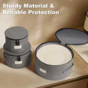 4-Piece Hard Shell Dish Storage Containers with Felt Dividers 12 Place Settings (Grey)