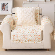 Quilted Printed Sofa Cover for Indian Sofa Set – Washable (Beige Tulip)