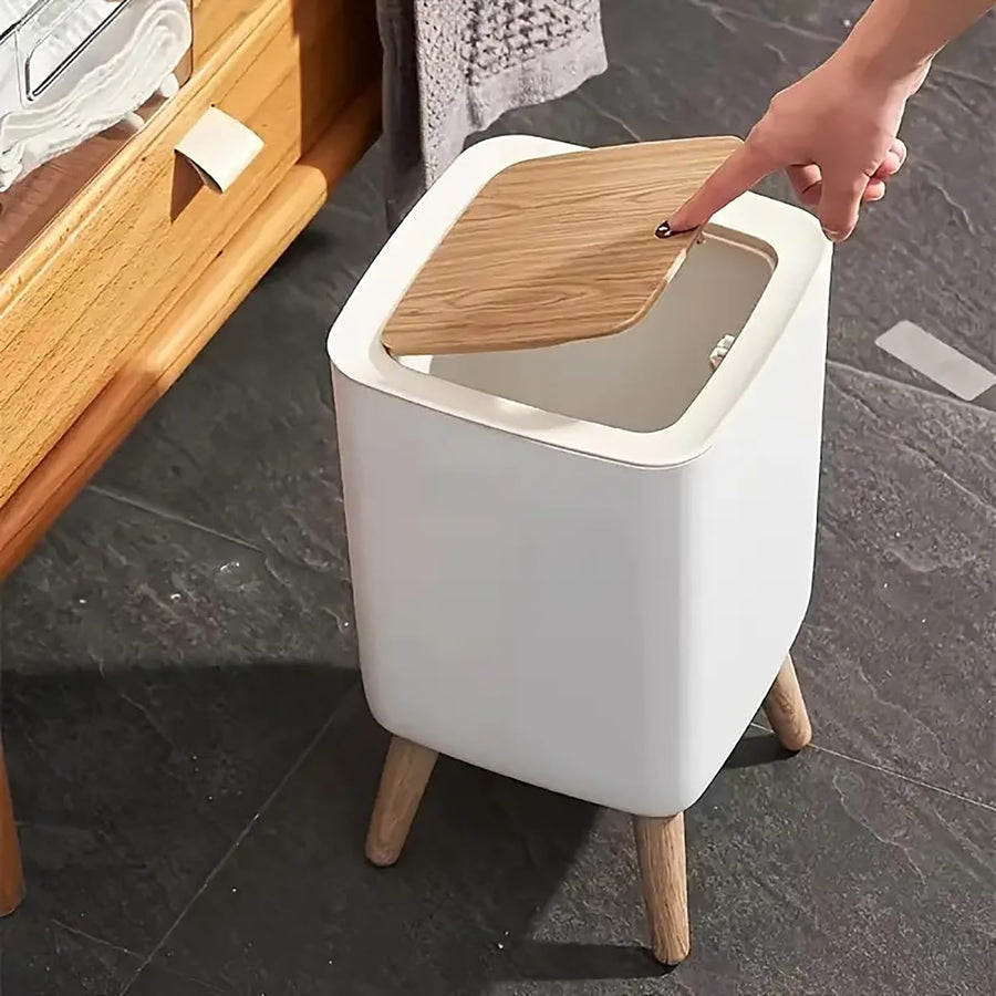 Bathroom Trash Cans with Lids 10 Litre (White)