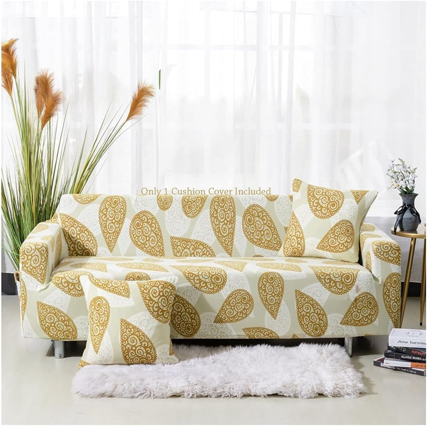 Universal Stretchable Sofa Cover-Gold Paisley