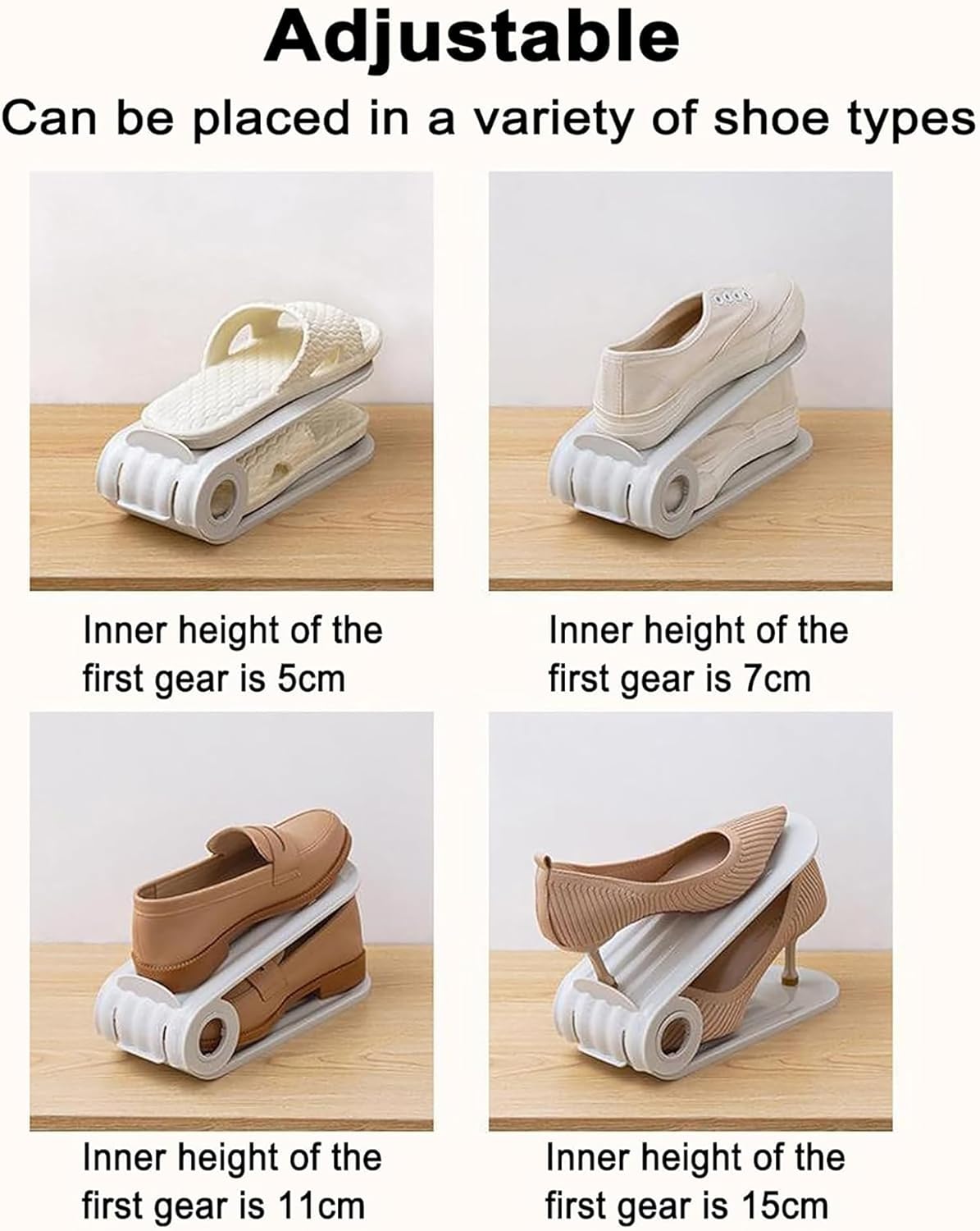 Shoe Slots Organiser Double Deck Shoe Holder-Grey