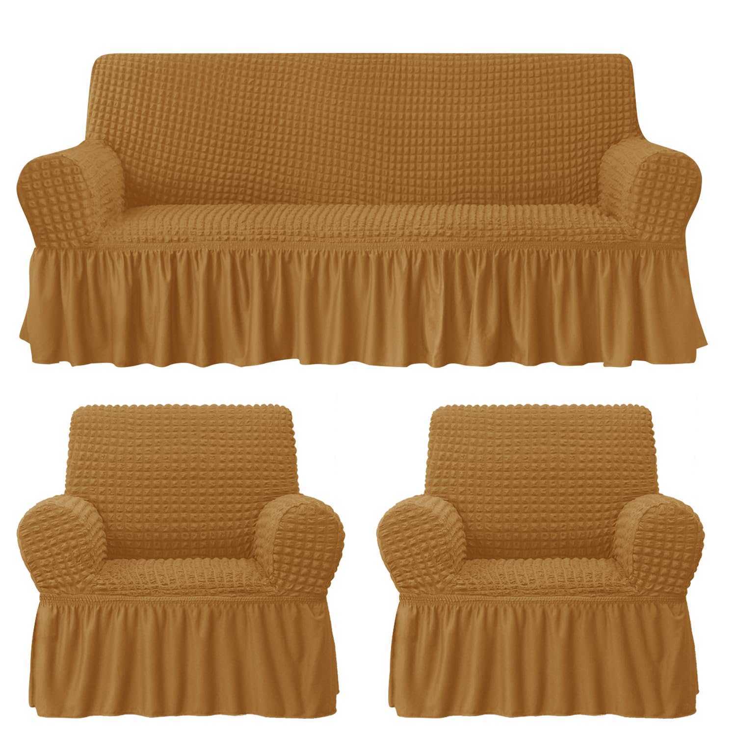 Turkish Bubble Frill Five Seater 3 + 1 + 1 Sofa Slipcovers 280 GSM