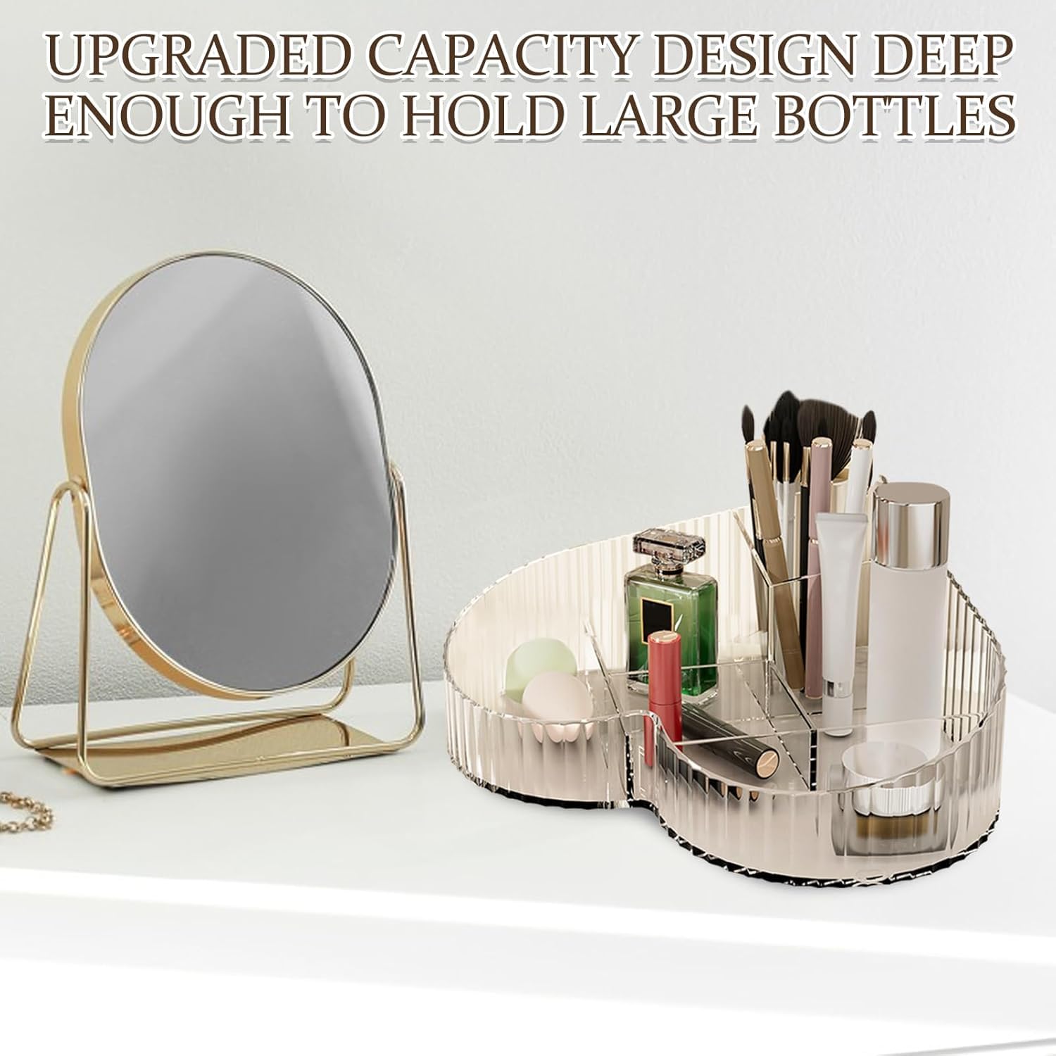 Heart Shape Cosmetic Storage Tray – Makeup Organizer, Large Capacity