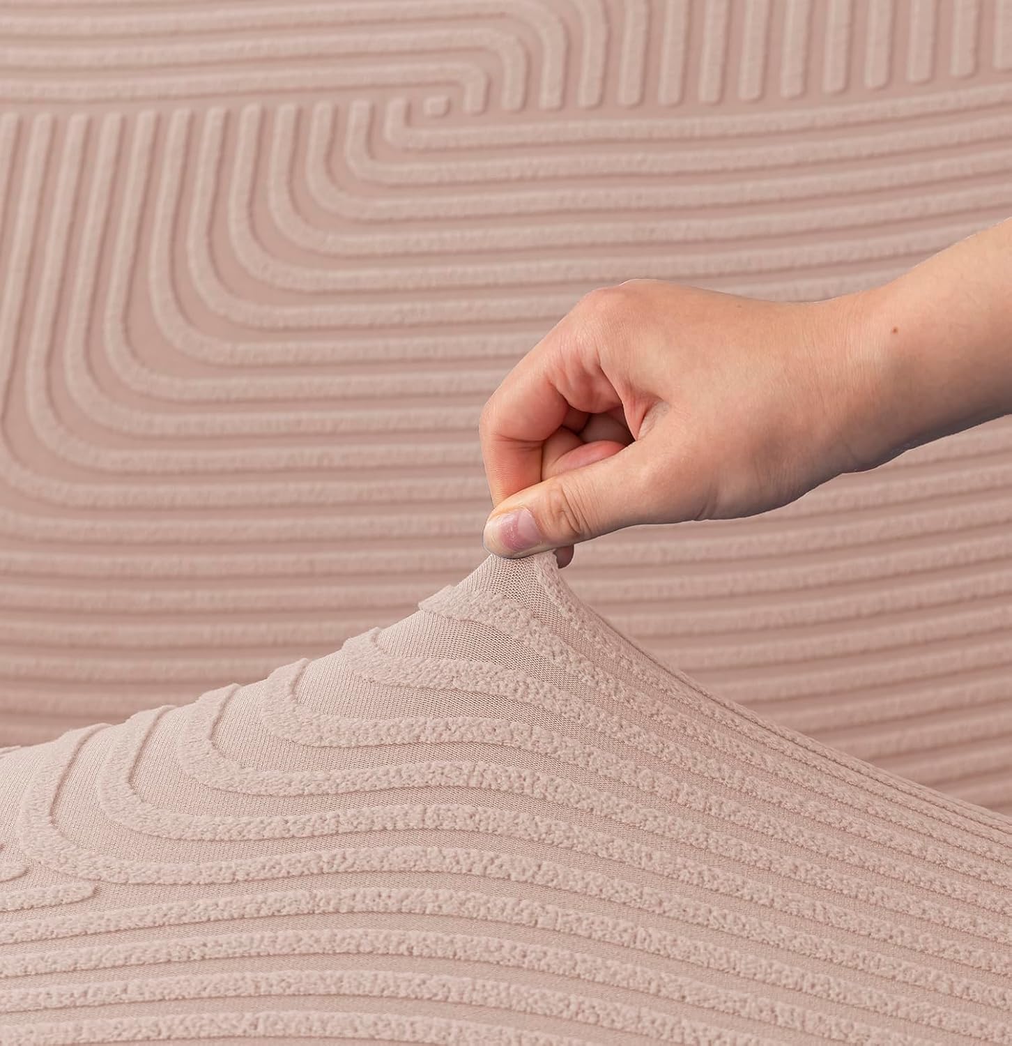 Universal Jacquard 3+2 Seater Thickened Fabric Sofa Cover (Pink)