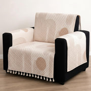 IKATRA Series Quilted Printed Sofa Cover for Indian Sofa Set with Side Pocket (Beige Loom)
