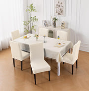 Decorative Dining Chair Cover – 220 GSM Stretch Jacquard Fabric (Beige)