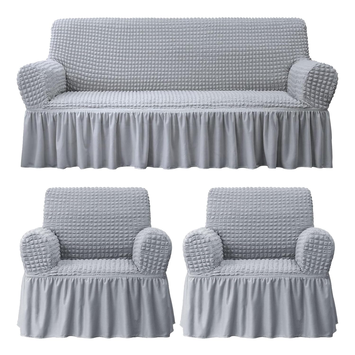 Turkish Bubble Frill Five Seater 3 + 1 + 1 Sofa Slipcovers 280 GSM