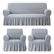 Turkish Bubble Frill Five Seater 3 + 1 + 1 Sofa Slipcovers 280 GSM