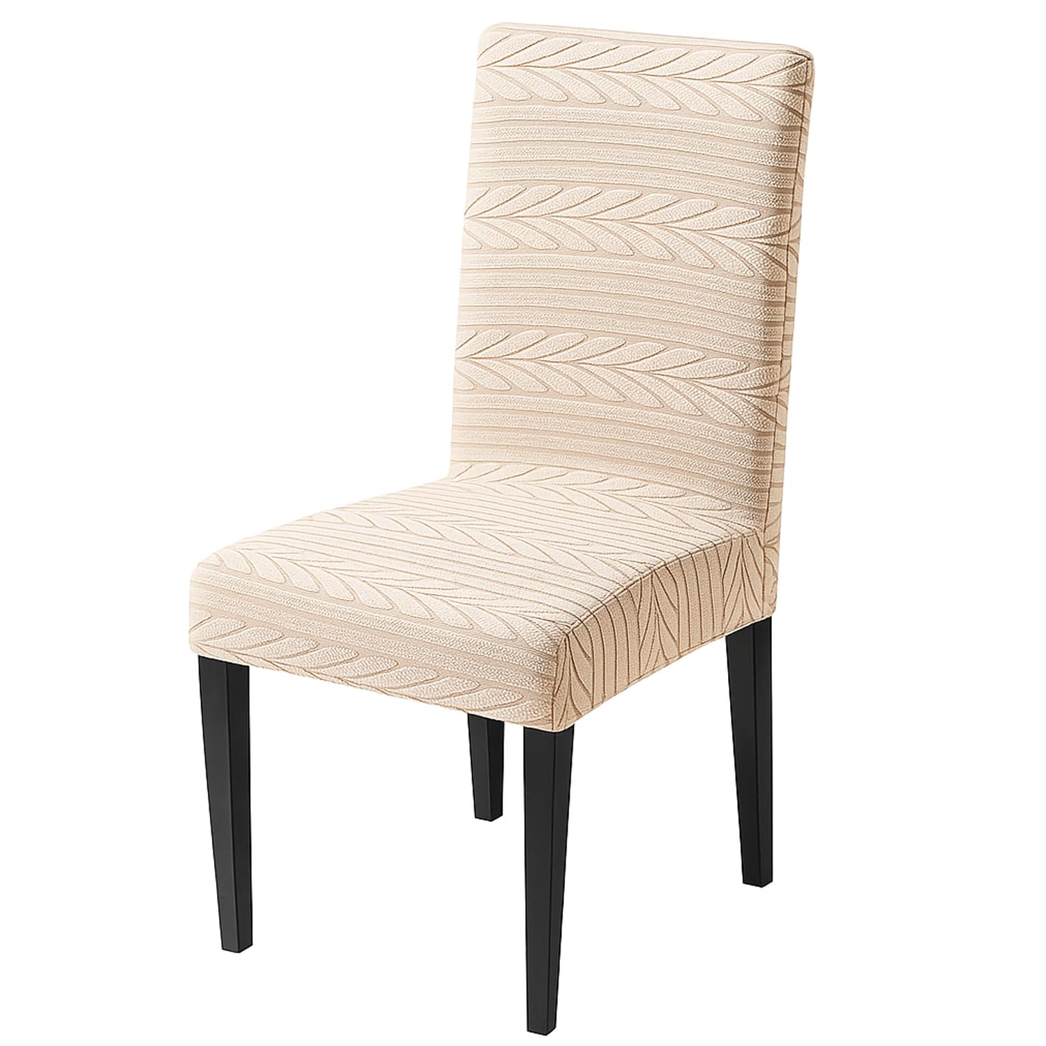 Flexible Stretch Dining Chair Cover – 220 GSM Jacquard Fabric Universal Fit (Beige)
