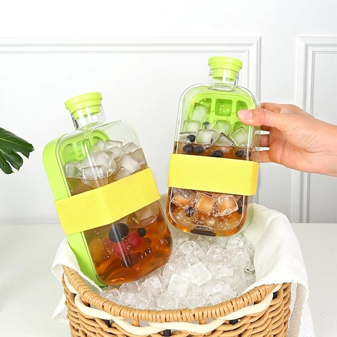 2-in-1 Ice Cube Bottle with Tray – Ice Maker & Water Bottle with Lid (800ml)