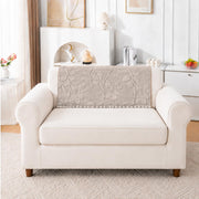 Rabbit Plush Sofa Mat Floral Design - Almond