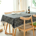 Rectangle Tablecloth Cotton Linen Table Cloth (Black Stipe)