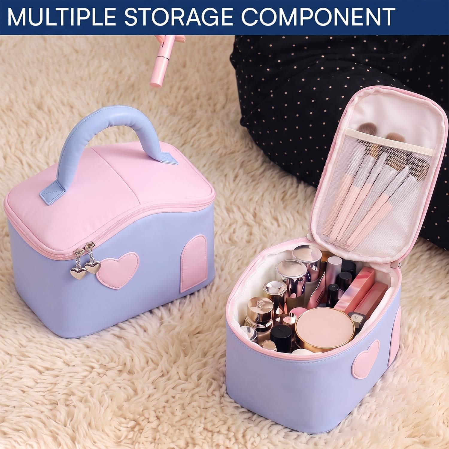 Large Capacity Makeup Bag for Women, Portable Cosmetic Organizer