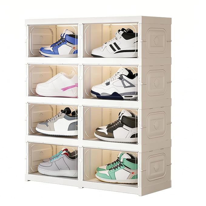 Foldable Shoe Rack | Space-Saving Shoe Organizer – White
