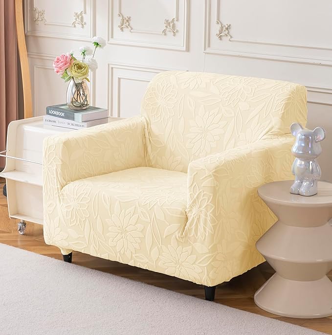 Universal Jacquard Waterproof Camellia Fabric Sofa Cover (Beige)