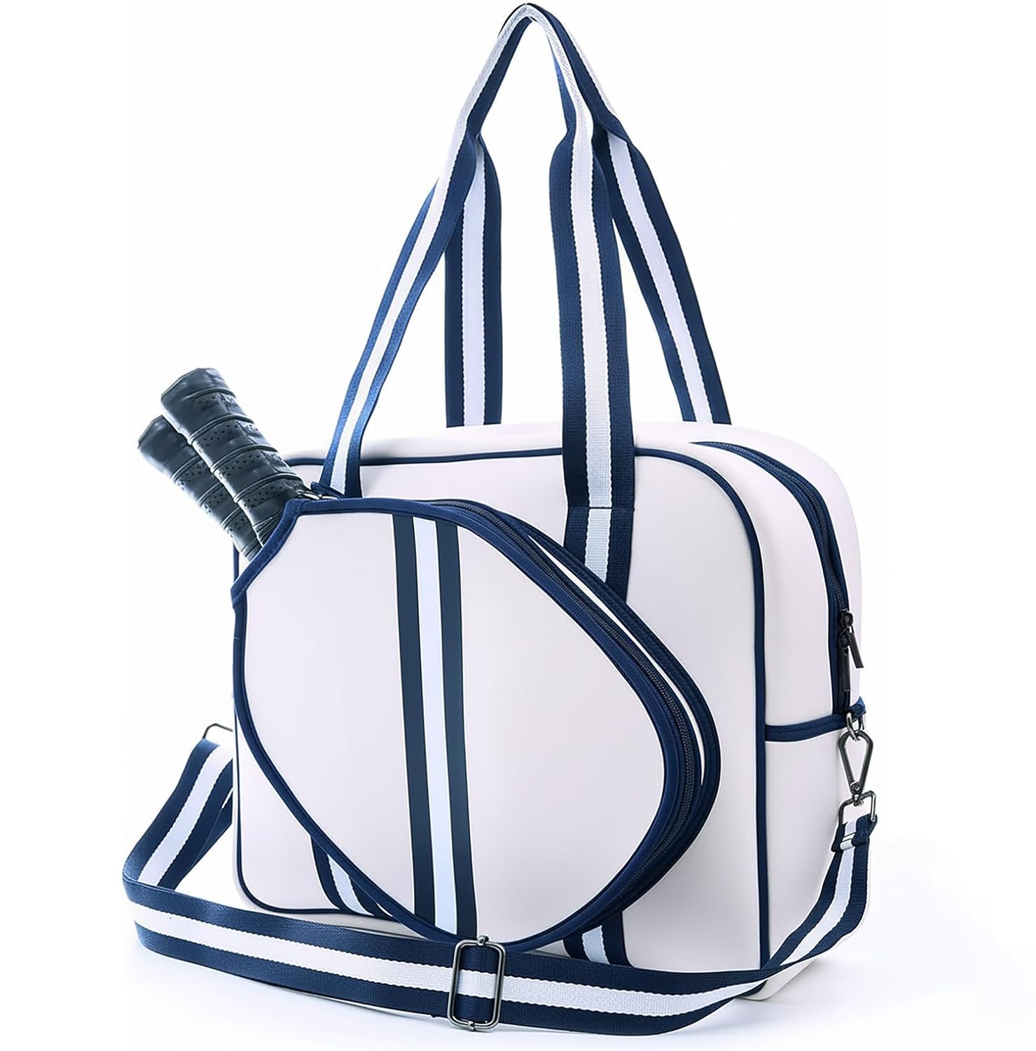 Pickleball & Tennis Racket Sling Bag – Large Capacity, Adjustable Strap (Beige)