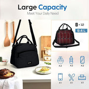 Insulated Lunch Bag for Women, Reusable Tote with Shoulder Strap