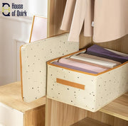 Non-Woven Clothes Storage Box Drawer Divider Basket (Beige Print)
