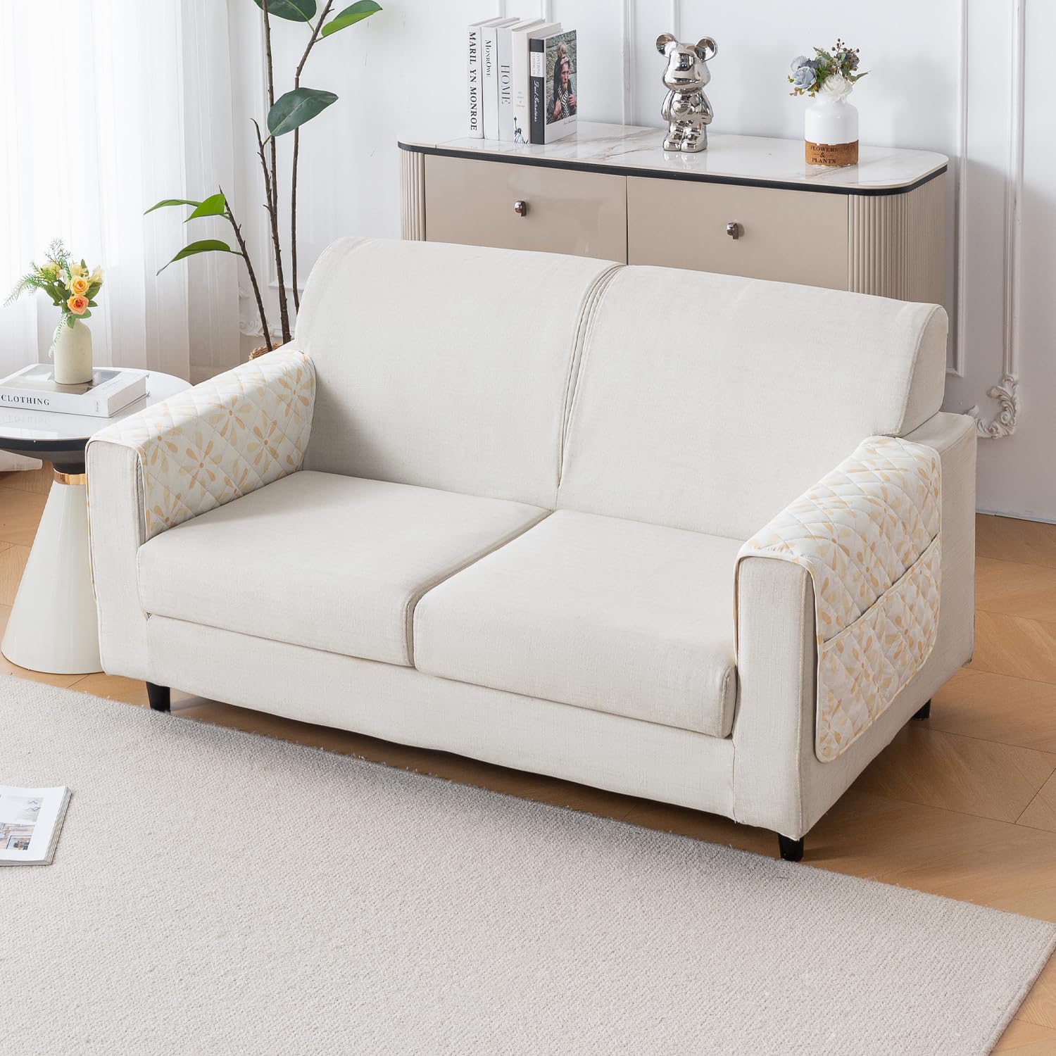 Printed Quilted Sofa Cover for 1/2/3/4 Seater Anti-Slip- Sunny Bloom