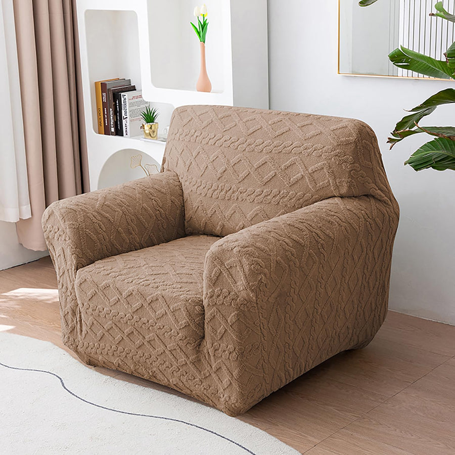 Universal Thick 280 GSM Jacquard Sofa Cover (Tan)