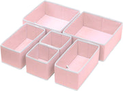 Set of 6 Foldable Storage Box Drawer Divider Organizer Basket Bins
