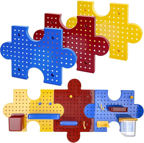 3-Pack Modular Puzzle Pegboard Organizer Kit – Wall Storage for Garage, Workshop & Crafts (Multicolor)