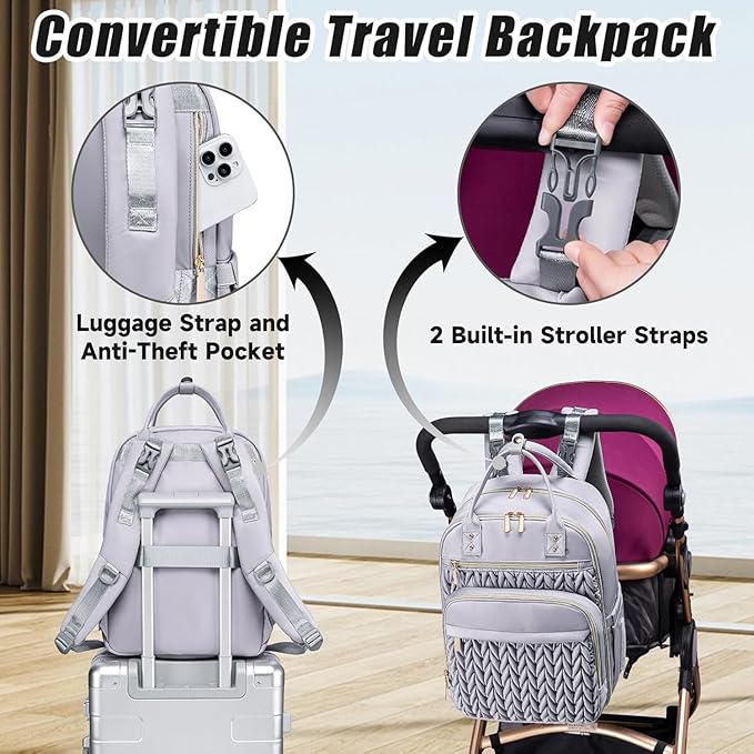 Diaper Bag Backpack for Baby – Waterproof Travel Baby Bag with Changing Pad