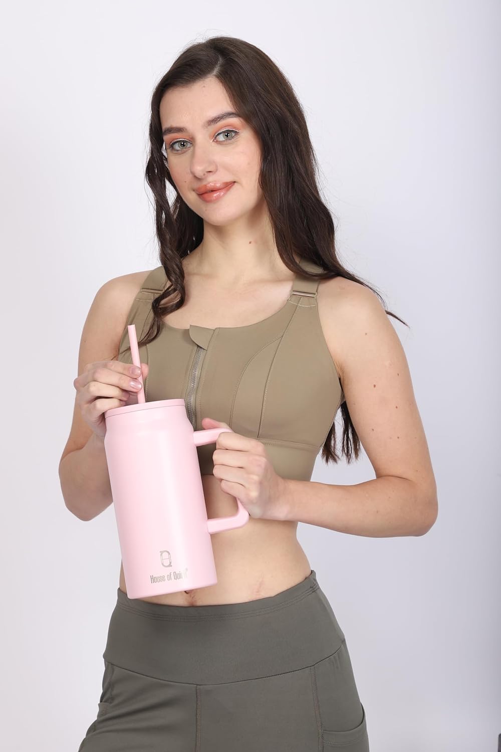 1500ML Mug Tumbler with Handle and Straw Lid