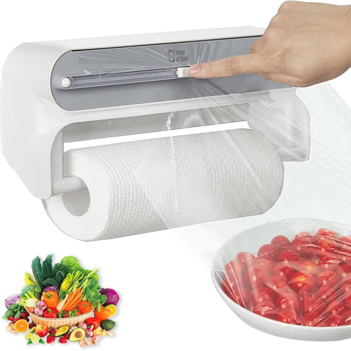 Magnetic Plastic Wrap Dispense 2-in-1  with Cutter – Grey