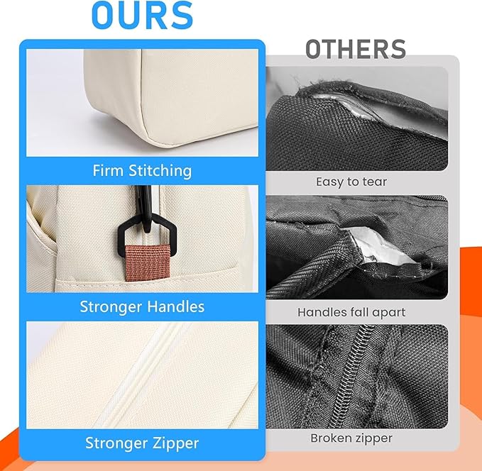 Insulated Lunch Bag for Women, Reusable Tote with Shoulder Strap