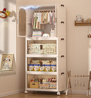 1-Layer Wardrobe with Multi Layer Folding Storage Box - White