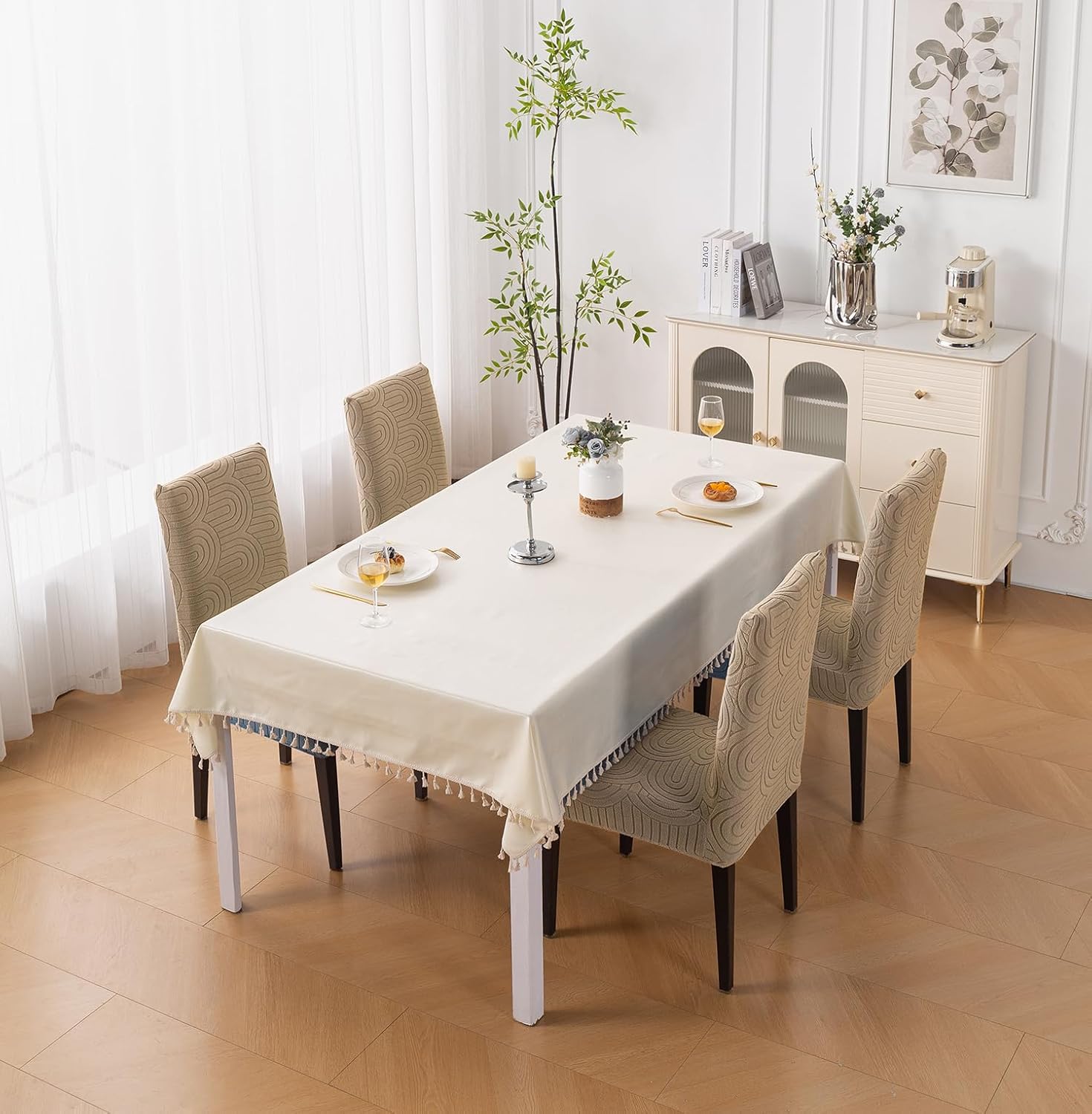 Premium Stretch Chair Cover – 220 GSM Jacquard Fabric (Khaki)