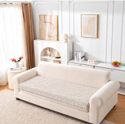Rabbit Plush Sofa Mat Floral Design - Ivory