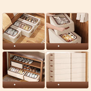 Cotton Linen Foldable Under Bed Storage Box with Transparent Lid-Beige