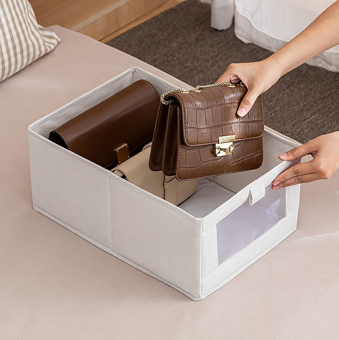 Durable and Versatile Closet Organizers and Storage Baskets Beige - (Pack of 2)