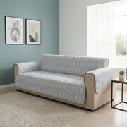 Mughal Series Anti-Slip Sofa Cover Mat with Pocket – Polyester Couch Protector(Grey Canvas)