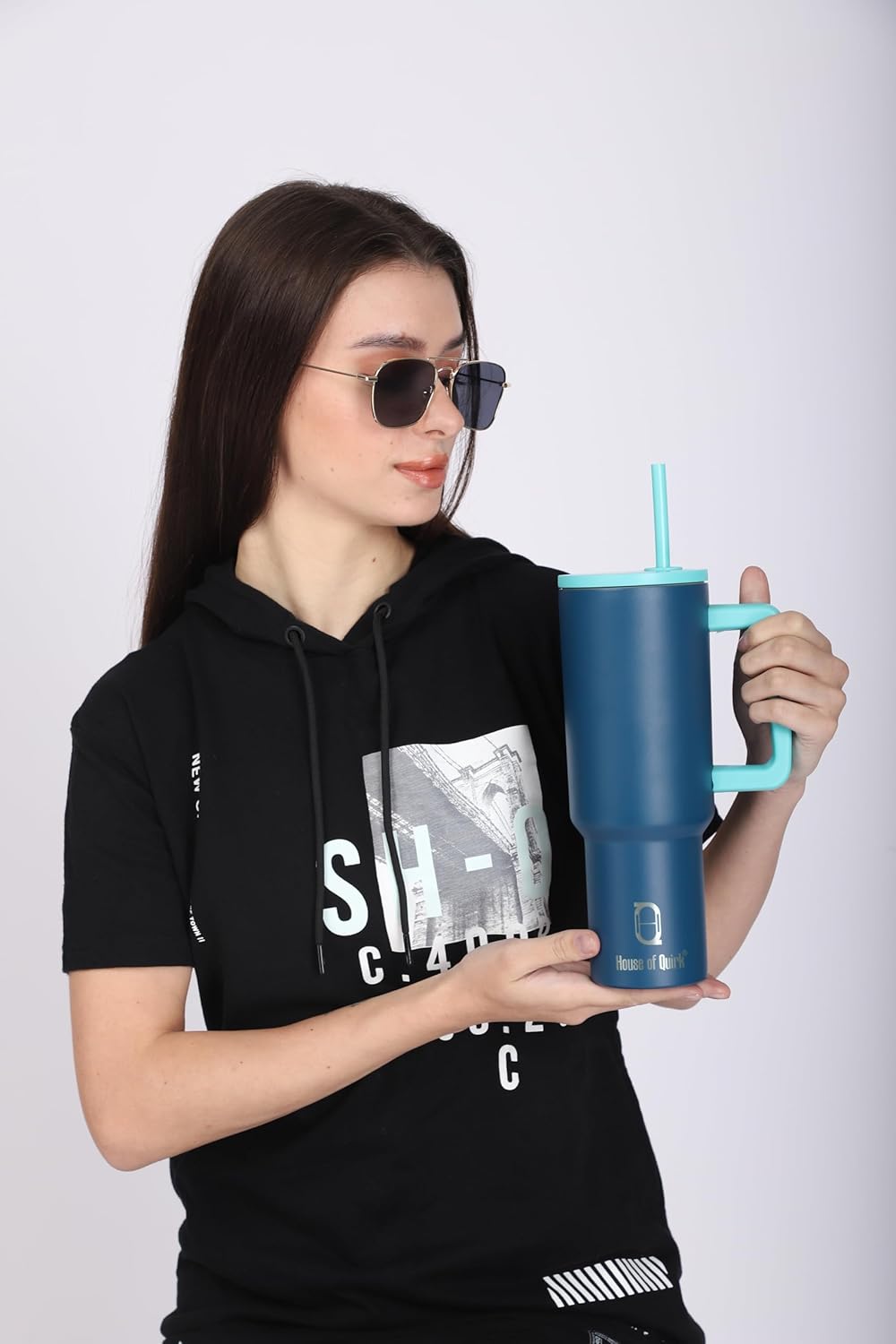 Stainless Steel Vacuum Insulated Tumbler with Straw and Lid & Handle - (1200 ML)